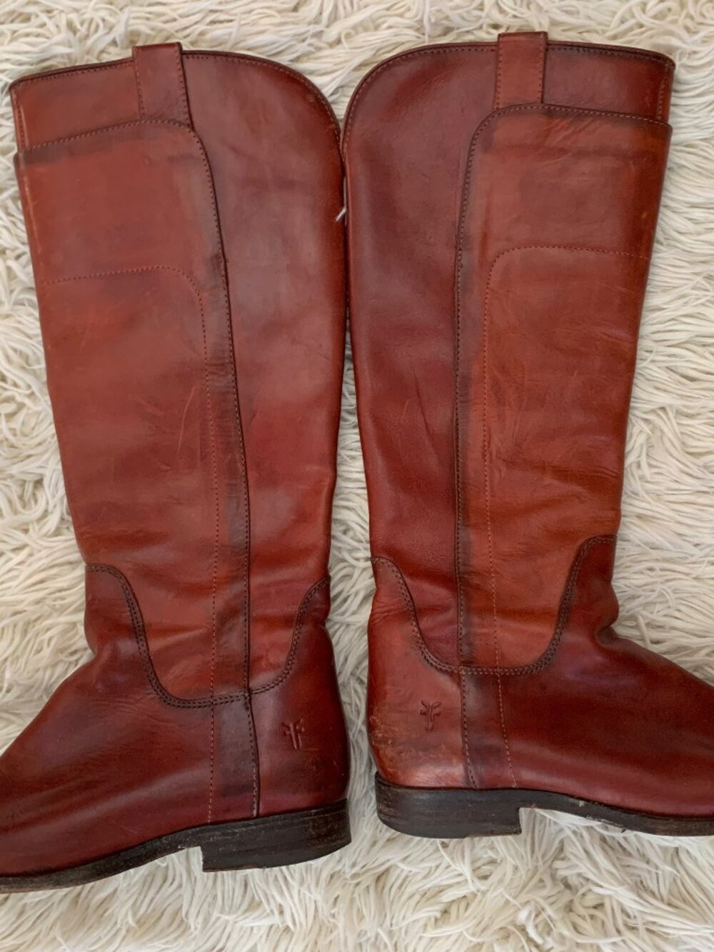 Frye Genuine Leather Knee-High Riding Boots | Burnt Red | Size 9